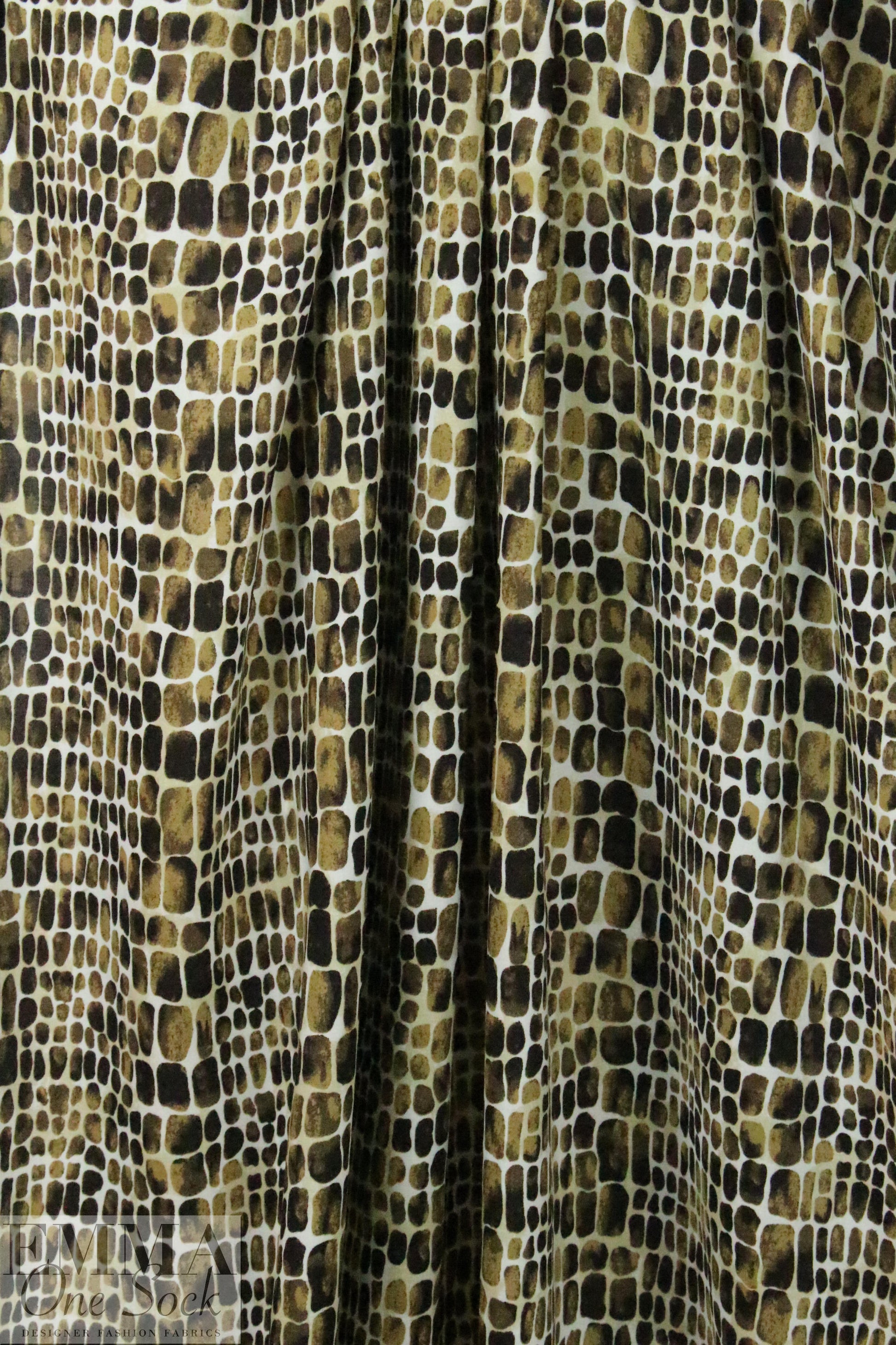 Italian earthtones animal print viscose challis .75 yds