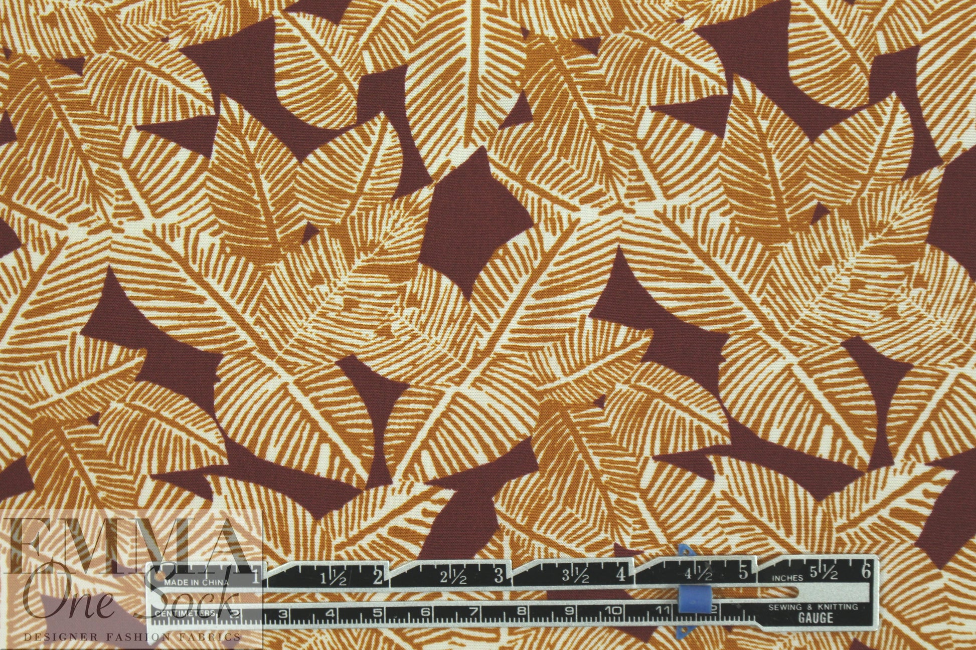 Italian leaf stamp drapey viscose woven 1 yard
