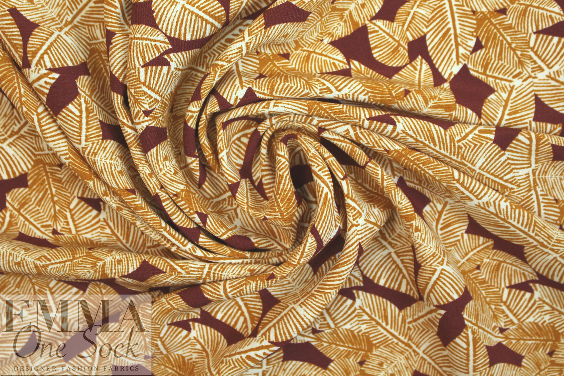Italian leaf stamp drapey viscose woven