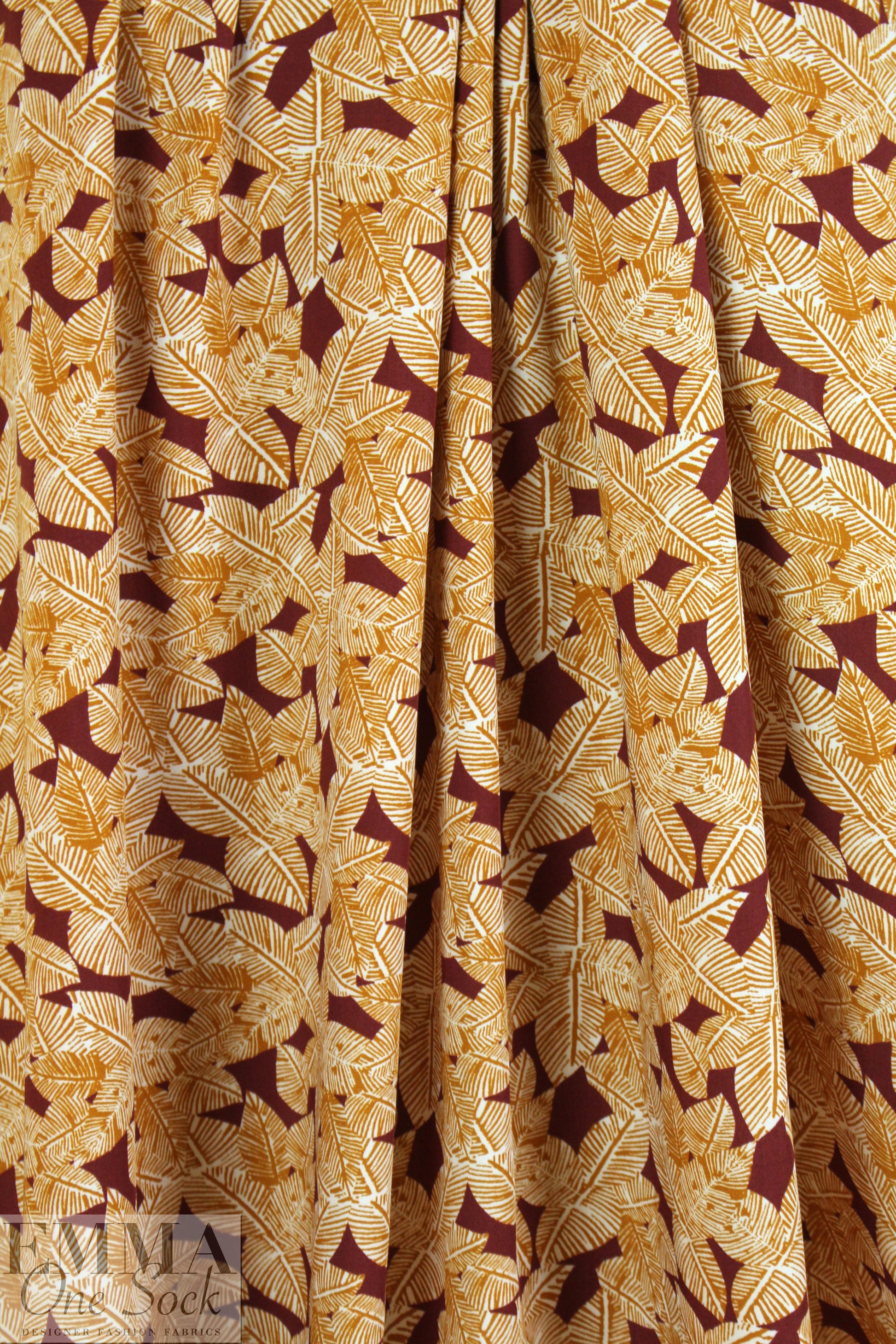 Italian leaf stamp drapey viscose woven