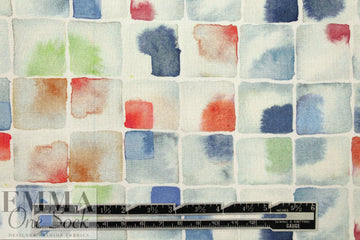 Italian 'watercolor tiles' drapey viscose woven