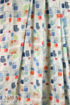 Italian 'watercolor tiles' drapey viscose woven