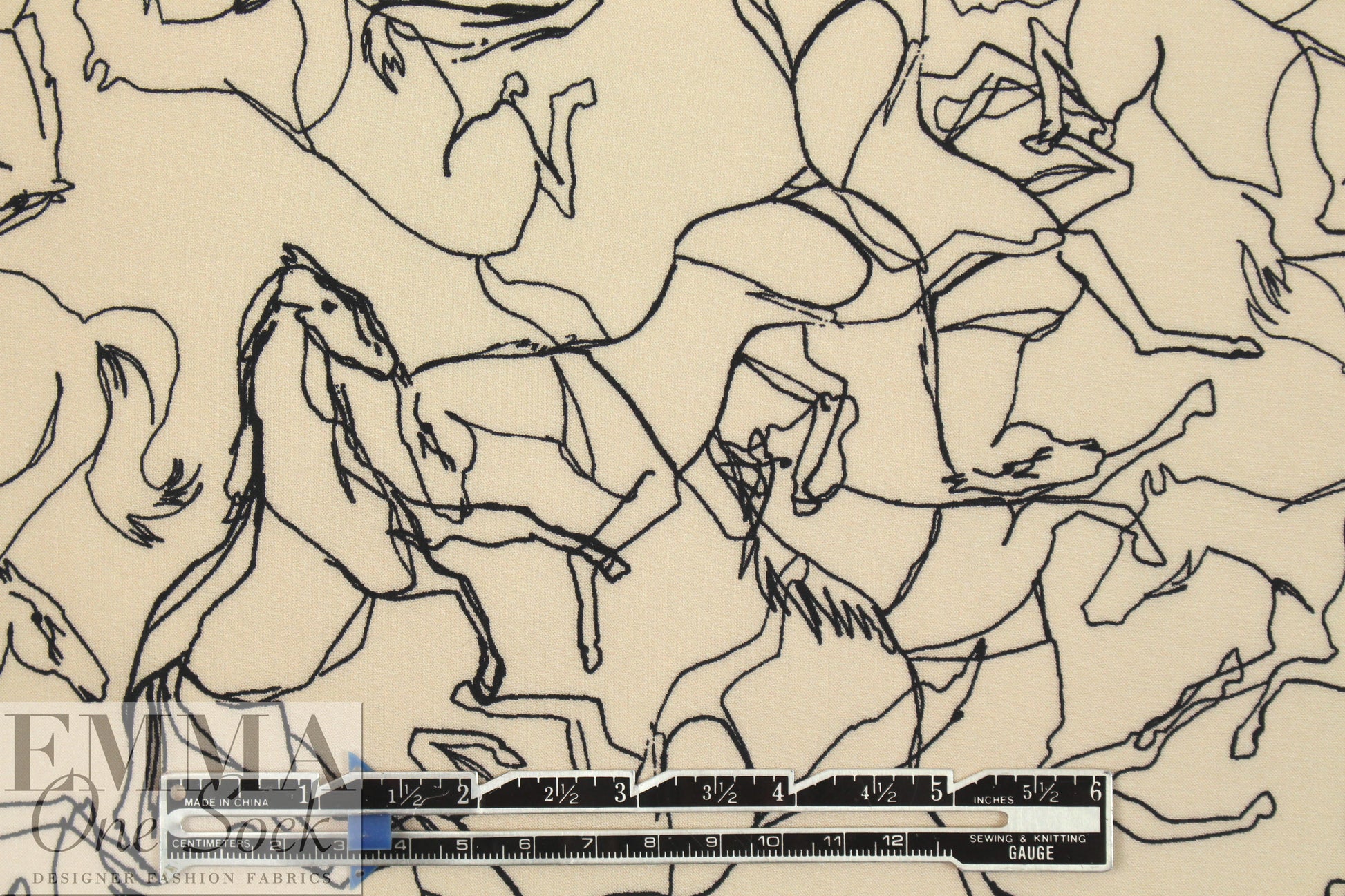 Italian 'equine sketch' drapey viscose woven