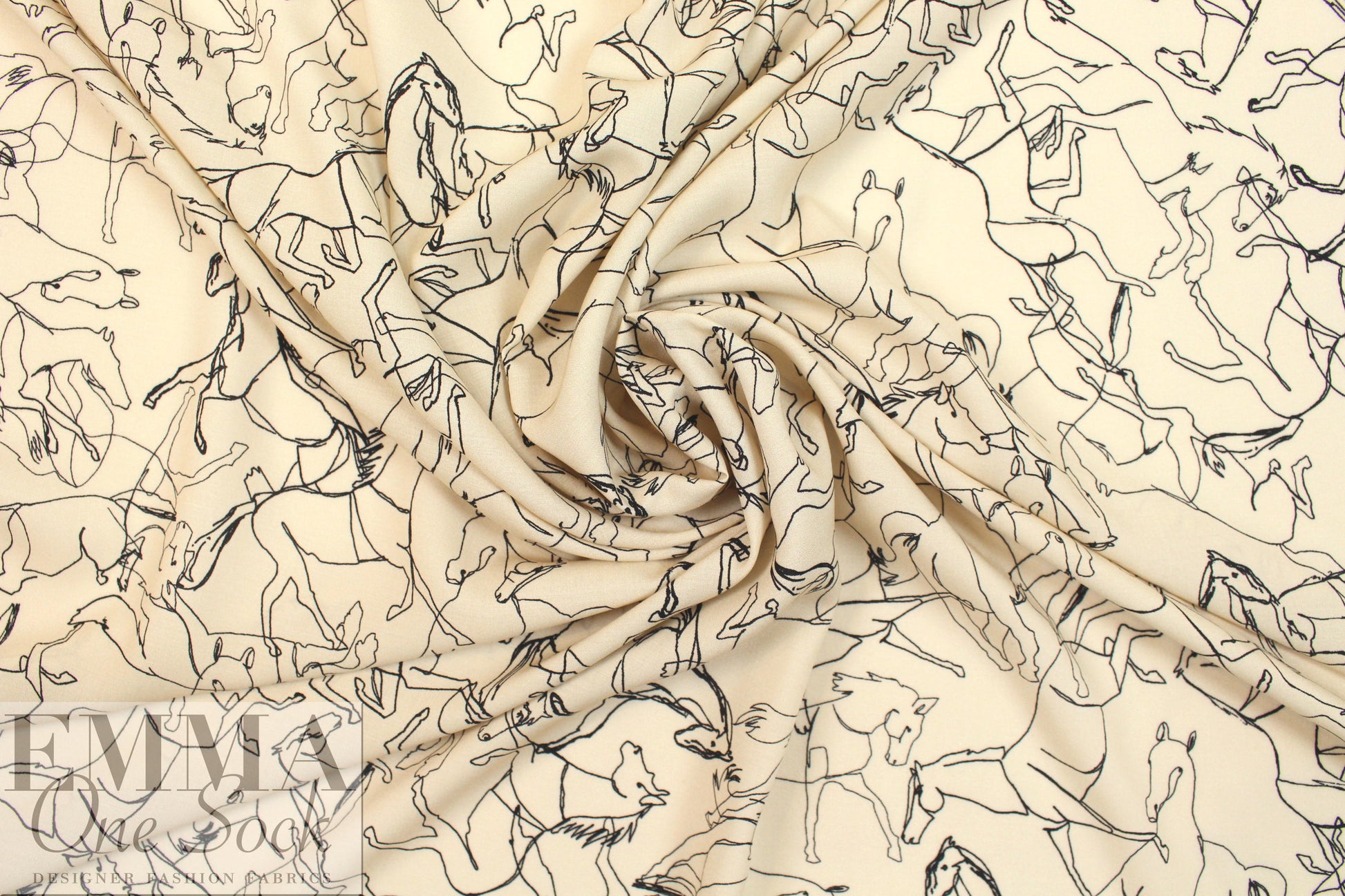 Italian 'equine sketch' drapey viscose woven