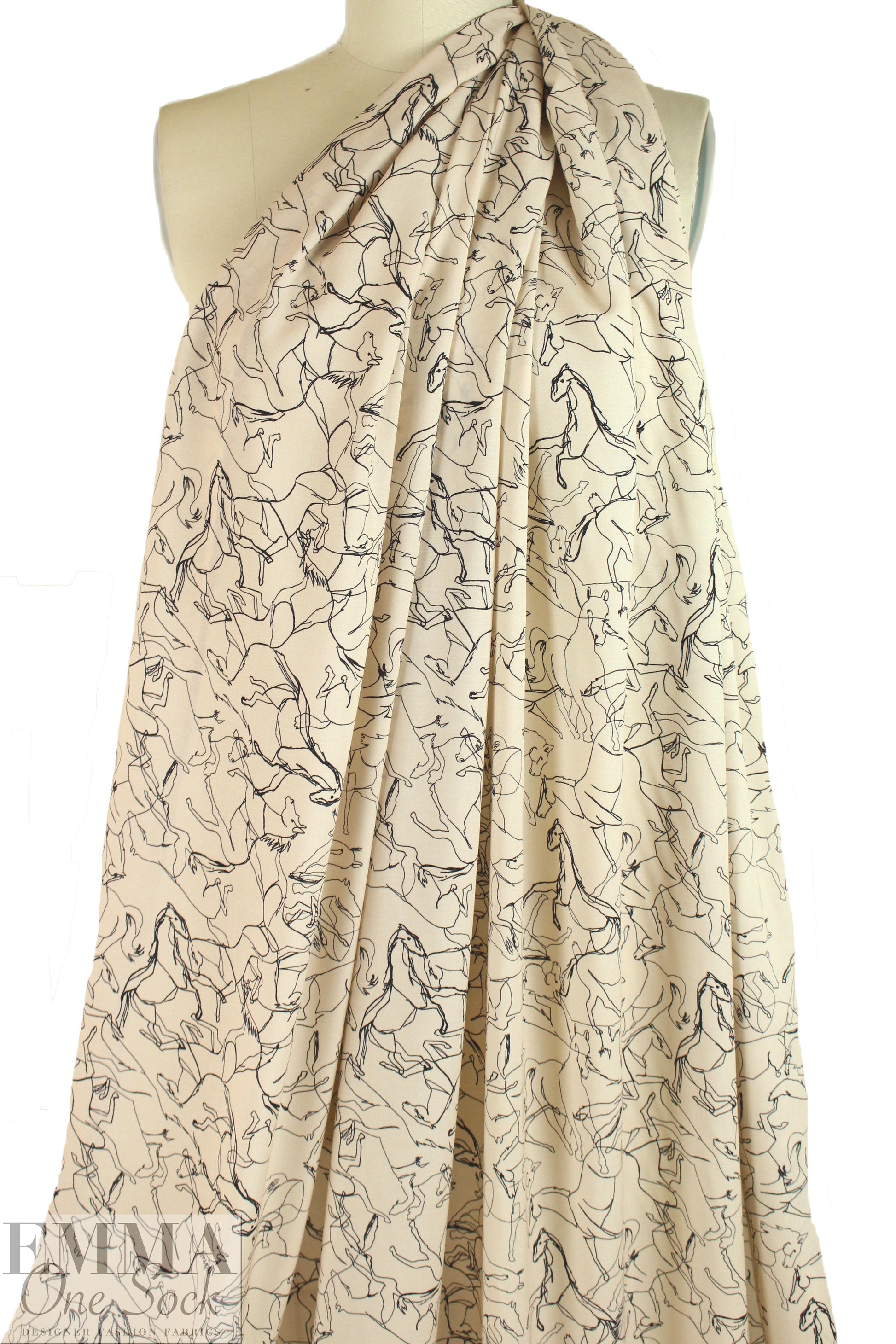 Italian 'equine sketch' drapey viscose woven