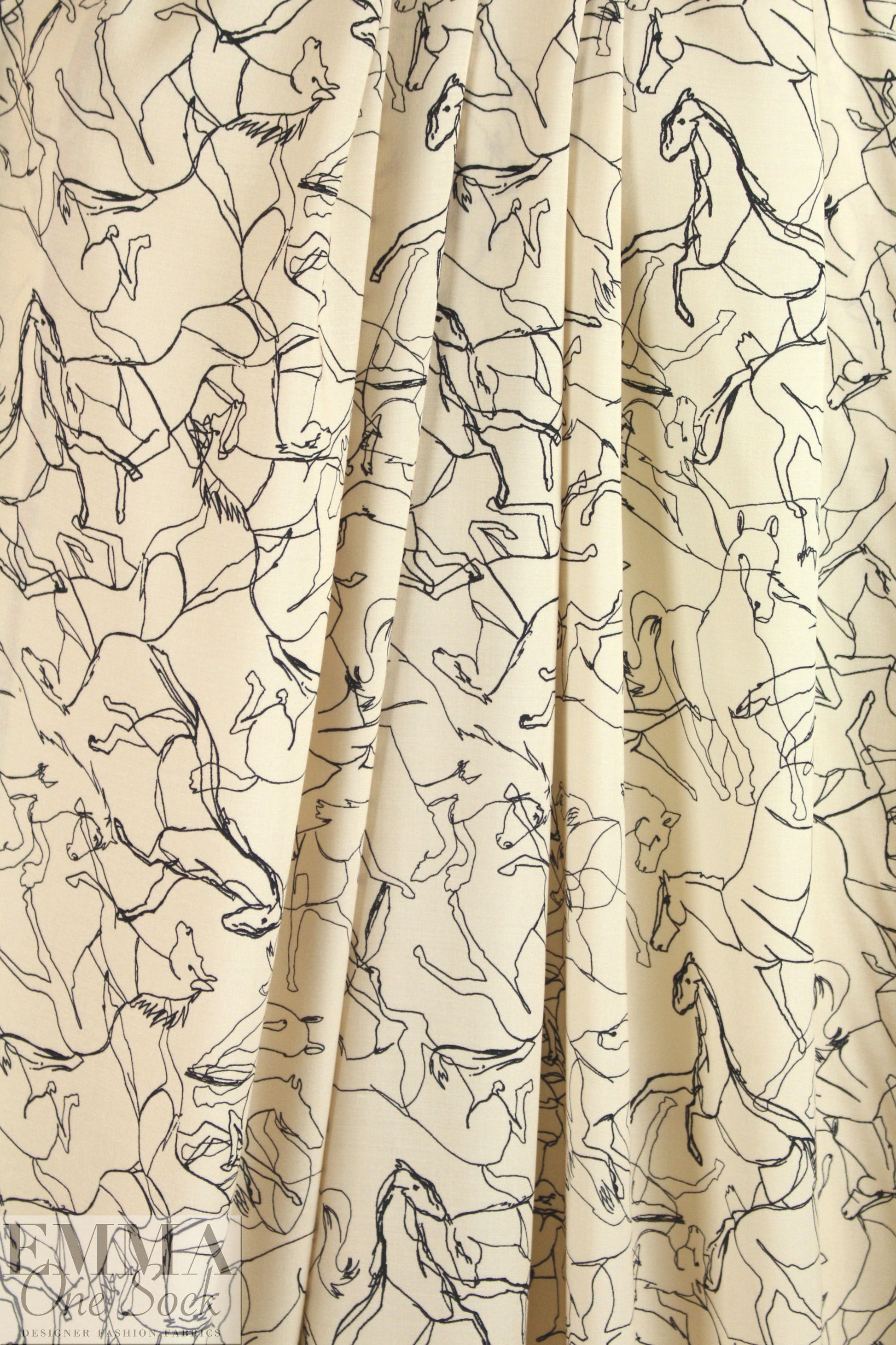 Italian 'equine sketch' drapey viscose woven