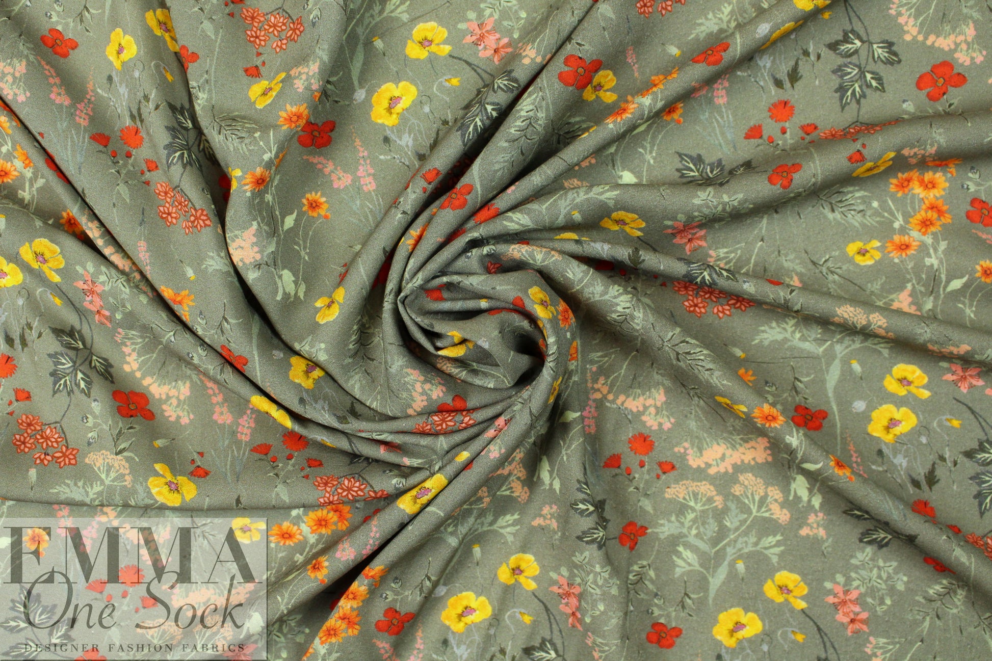 Italian 'botanical shower' viscose challis 1.125 yds
