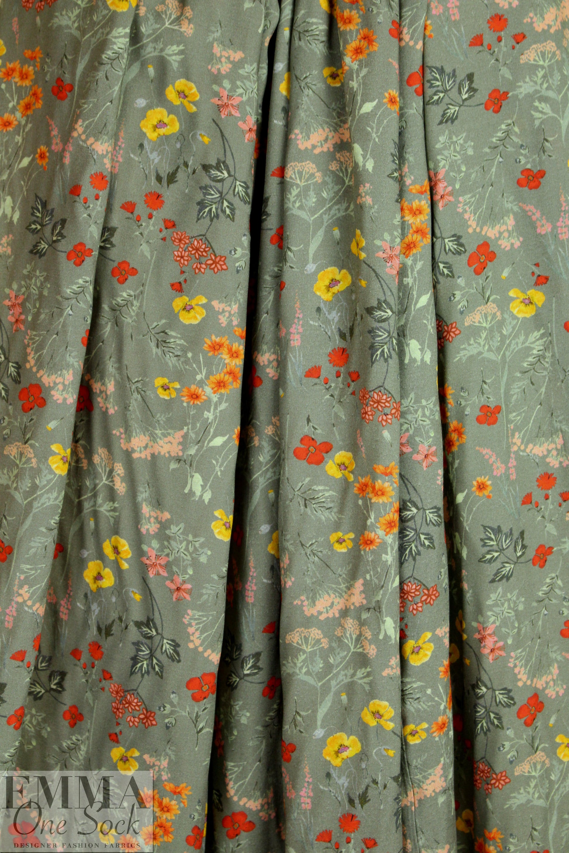Italian 'botanical shower' viscose challis