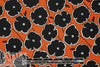 Italian black/hot orange stylized flowers viscose challis
