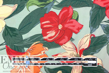 Italian 'daylilies' satin viscose woven 1.75 yd