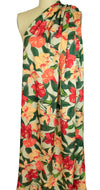 Italian 'daylilies' satin viscose woven 1.75 yds