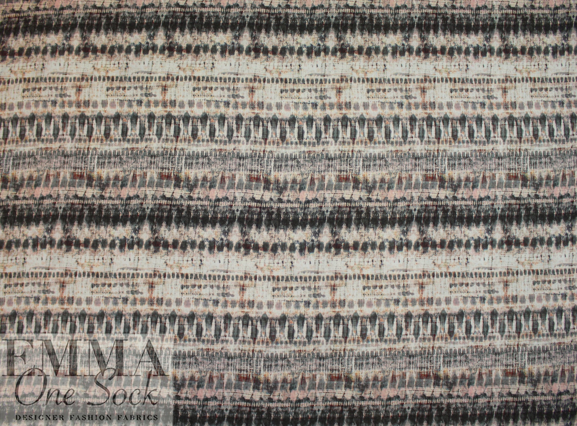 Italian 'edgy batiky plaid' viscose challis woven 1 yard