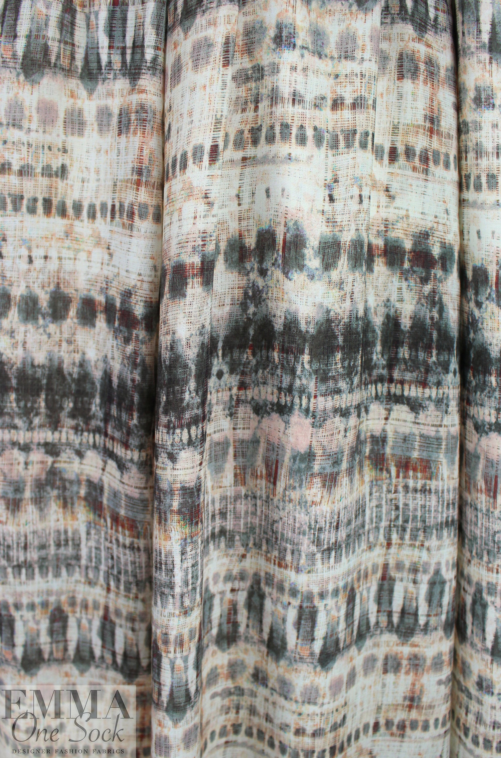 Italian 'edgy batiky plaid' viscose challis woven .75 yds