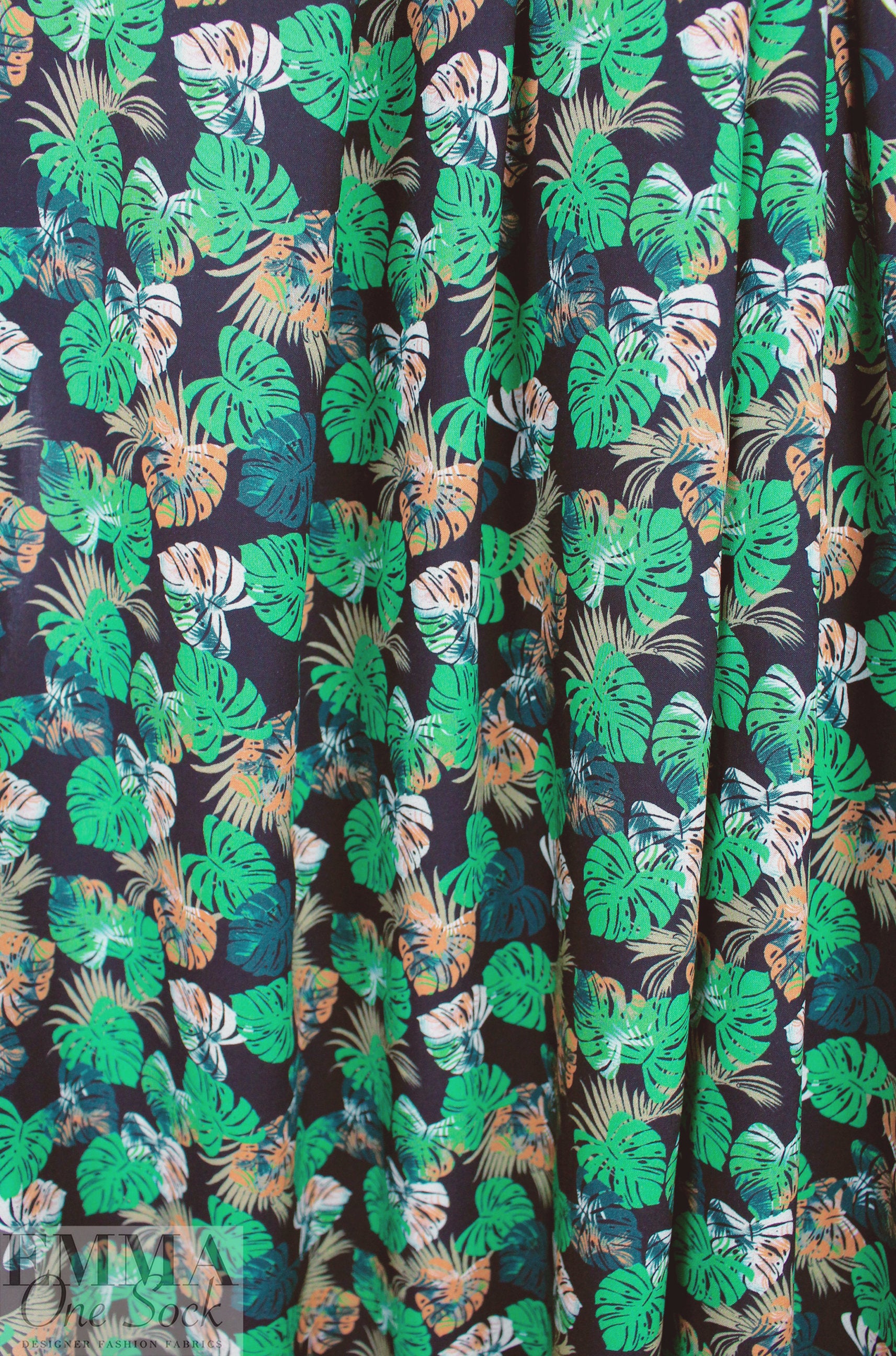 M@x Mara viscose challis - mini monstera reverie 1.75 yd