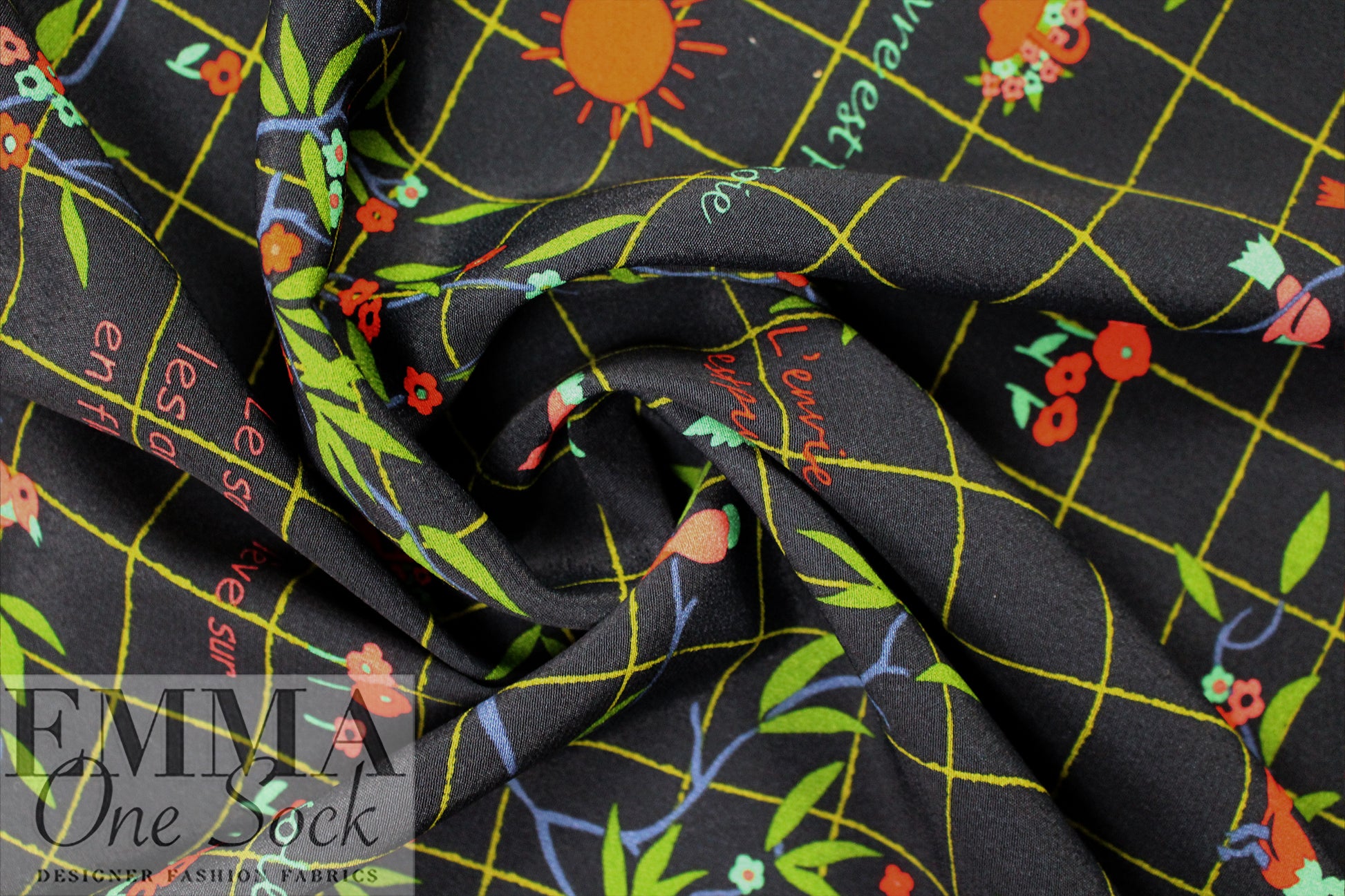 Italian 'Leçon de français' drapey viscose crepe 1.75 yds