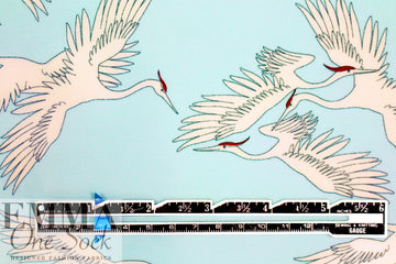 Italian designer cranes in flight satin viscose woven 1.75 yd