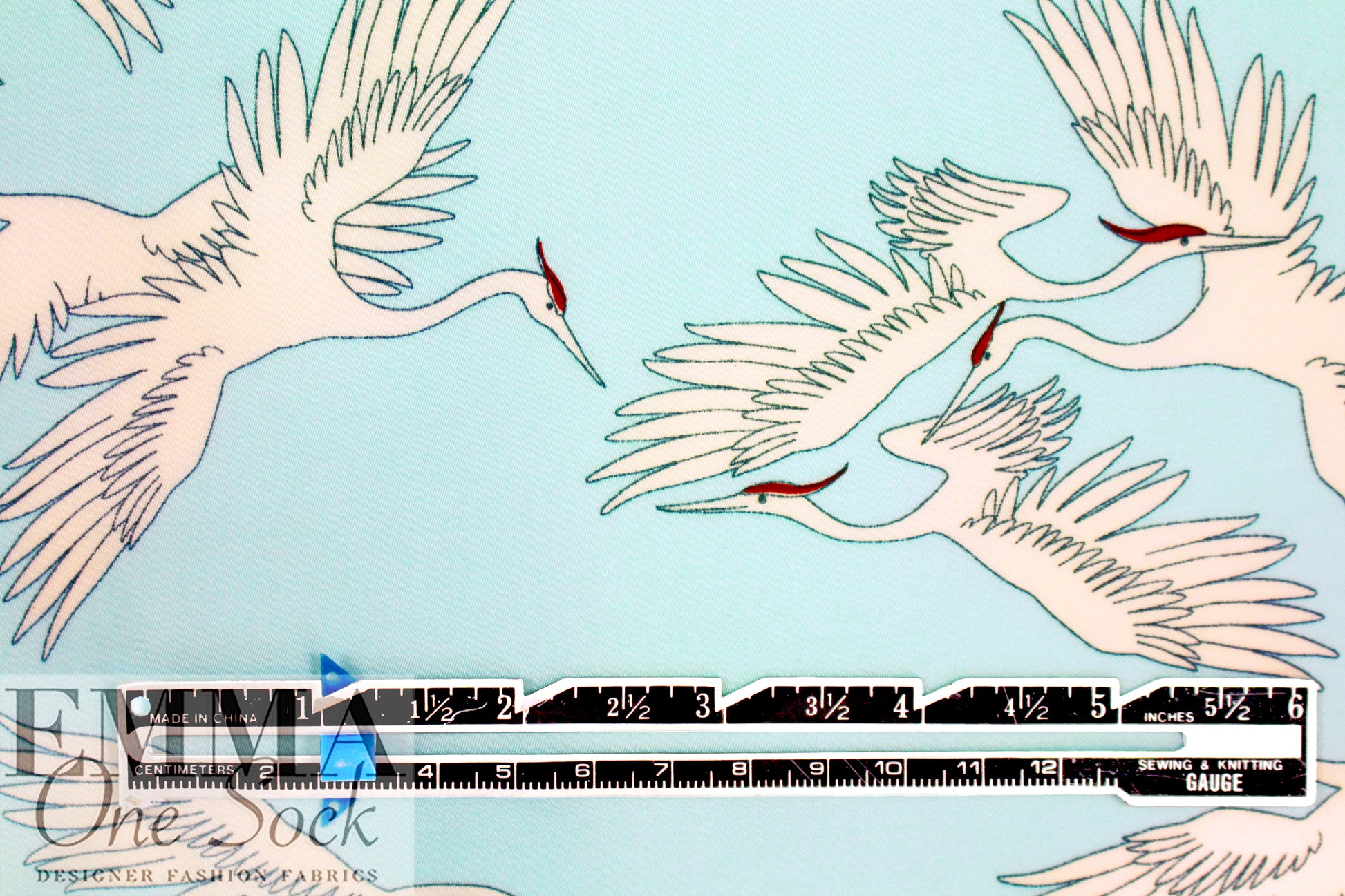 Italian designer cranes in flight satin viscose woven 1.5 yd