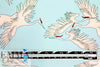 Italian designer cranes in flight satin viscose woven 1.625 yd
