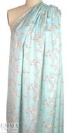 Italian designer cranes in flight satin viscose woven .625 yds
