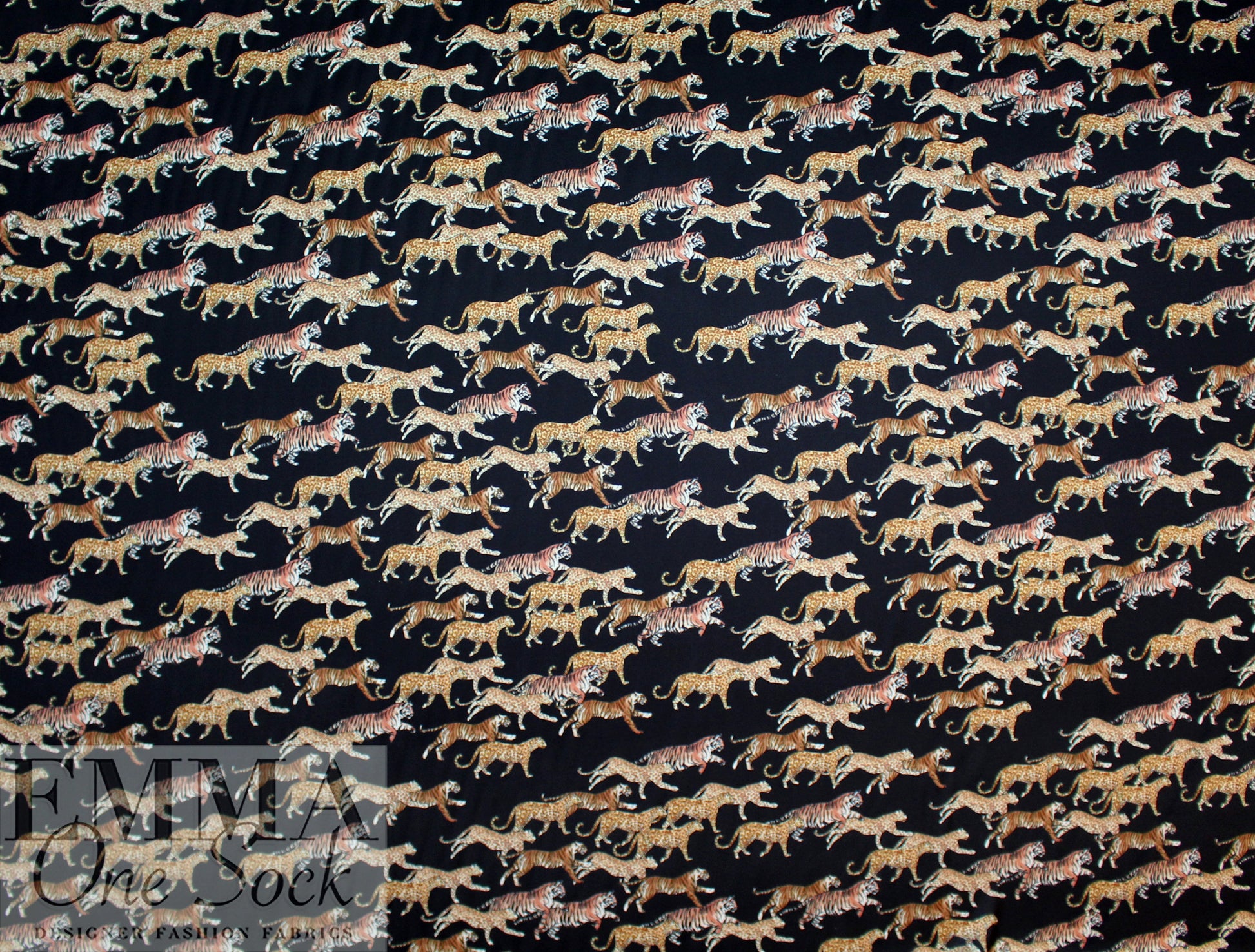 Italian Anthropol0gie 'big cats' drapey viscose satin woven 1.625 yd