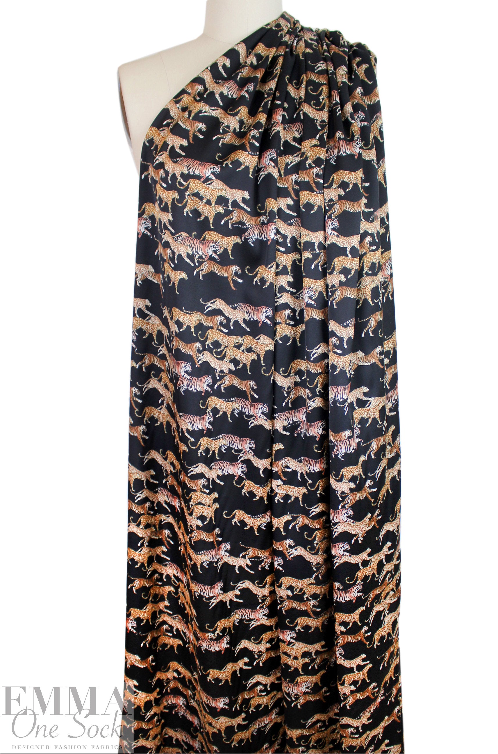 Italian Anthropol0gie 'big cats' drapey viscose satin woven .5 yds