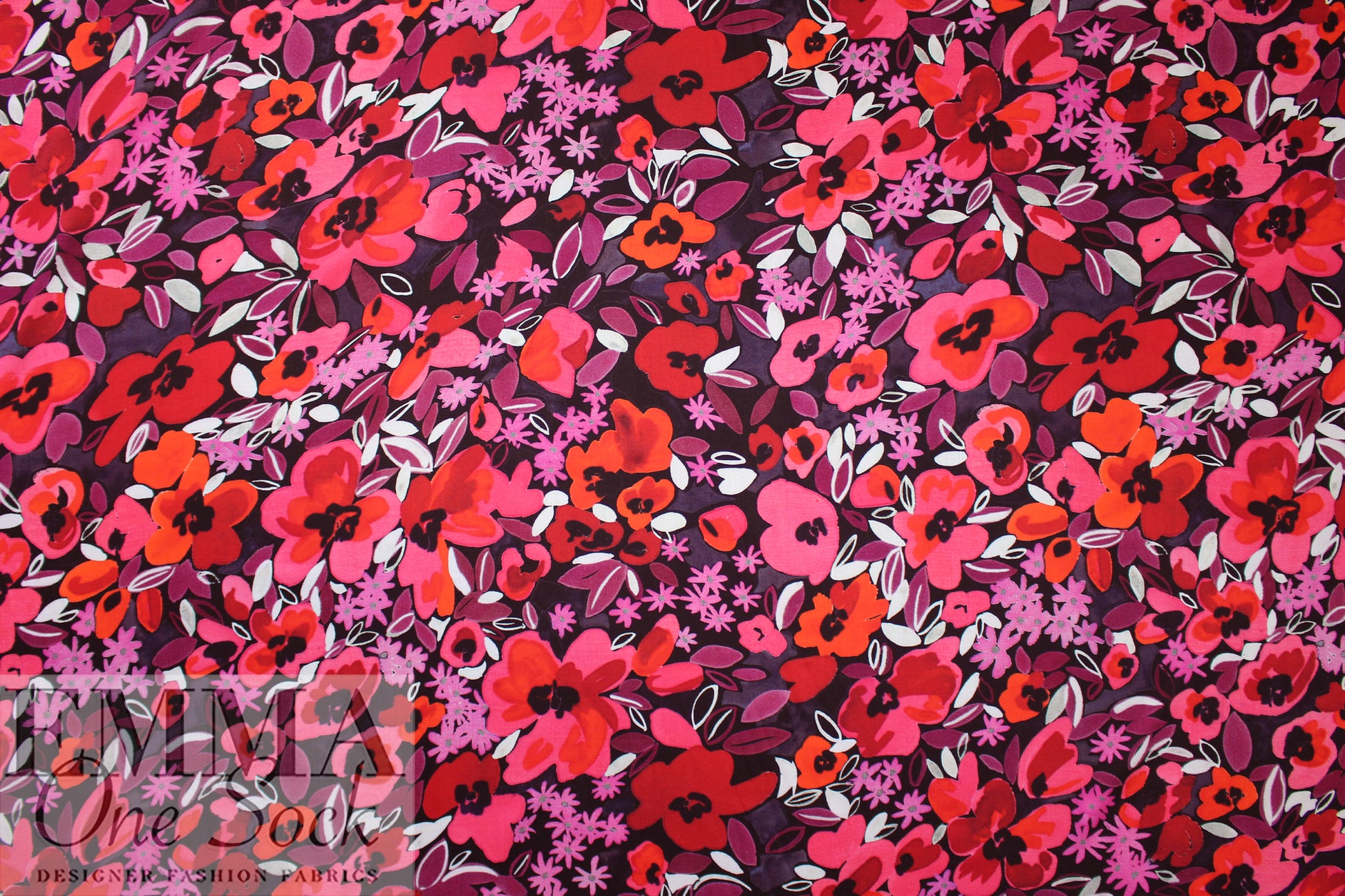 Italian 'sweetheart floral' drapey viscose micro-twill .625 yds