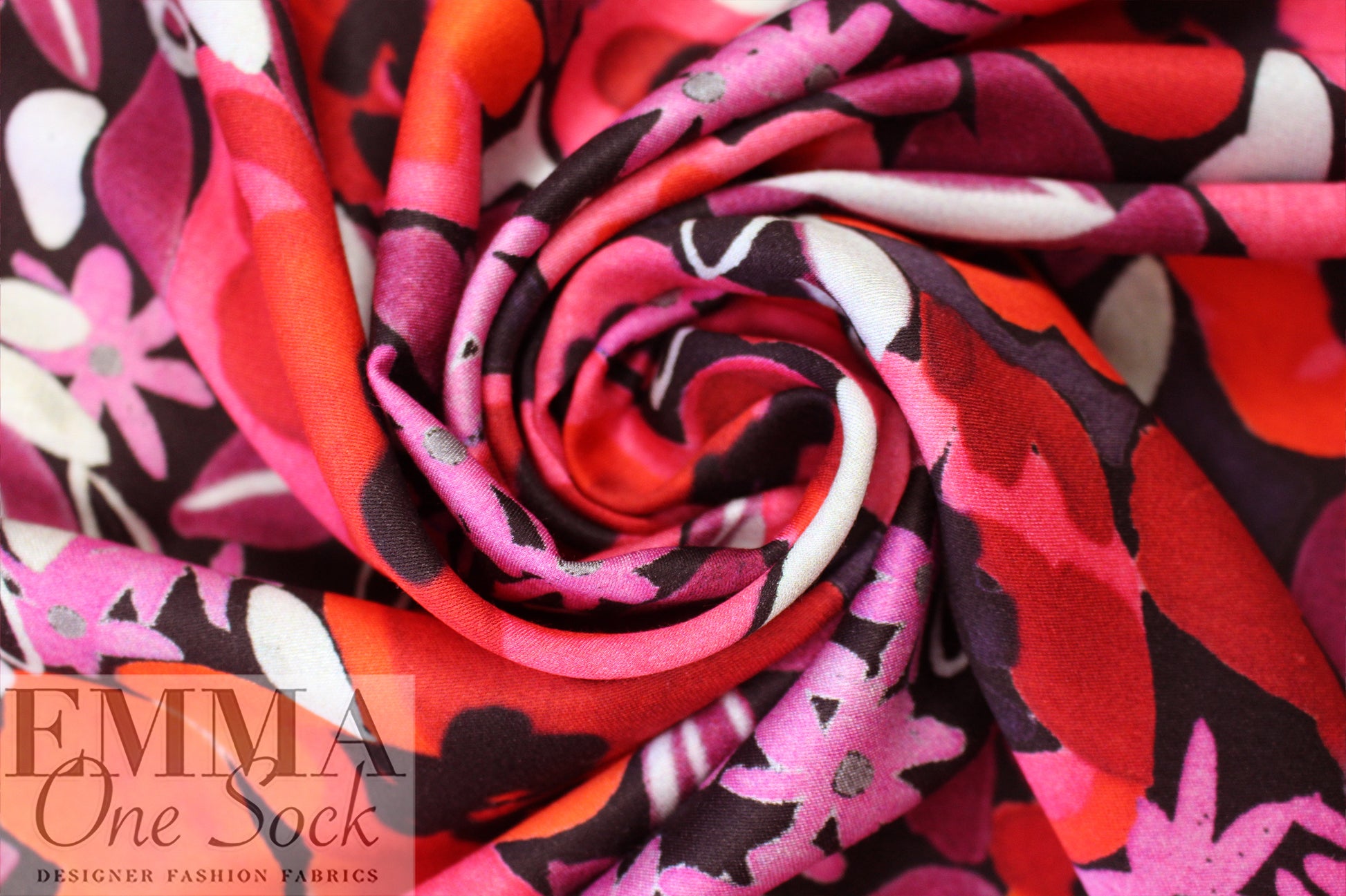 Italian 'sweetheart floral' drapey viscose micro-twill 1.75 yd