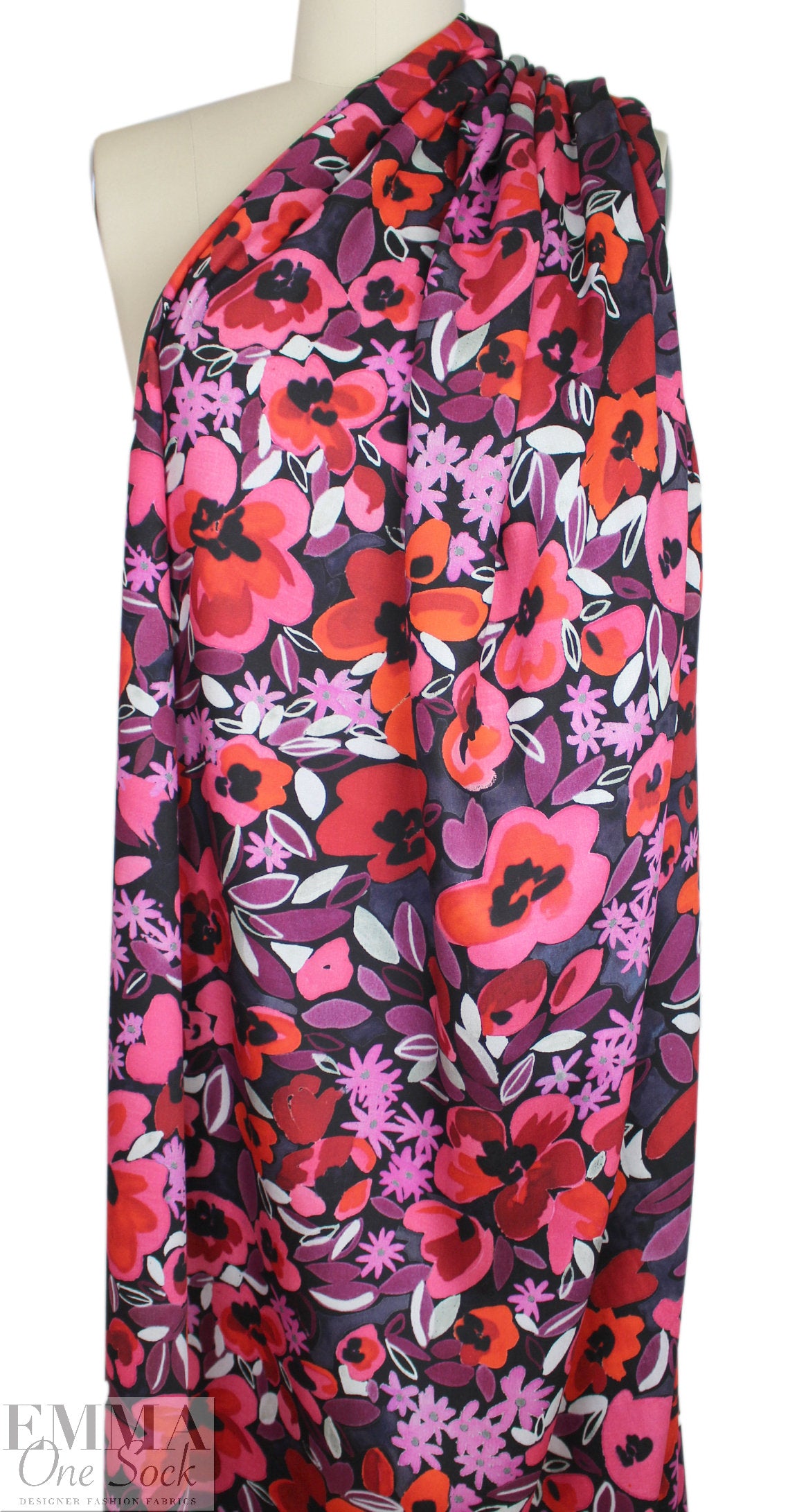 Italian 'sweetheart floral' drapey viscose micro-twill .625 yds