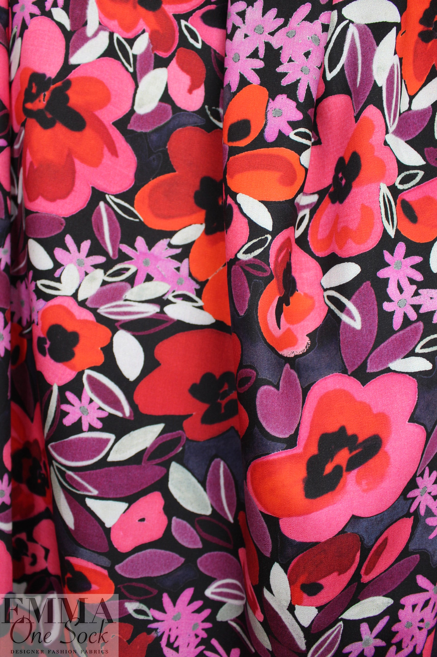 Italian 'sweetheart floral' drapey viscose micro-twill .625 yds