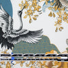 Italian 'Asian crane motif' semi-opaque drapey viscose woven 1.25 yds
