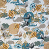 Italian 'Asian crane motif' semi-opaque drapey viscose woven 1.25 yds