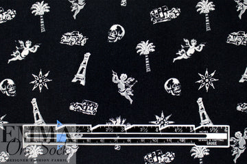 Massim0 'quirky icons' Italian drapey viscose twill 1.25 yds