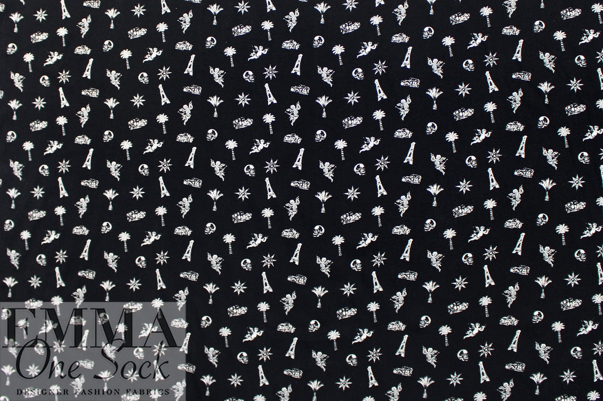 Massim0 'quirky icons' Italian drapey viscose twill 1.875 yd