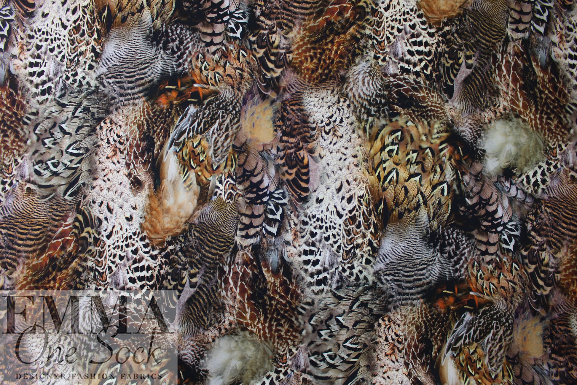 Italian digital viscose knit - feather medley 1.5 yds