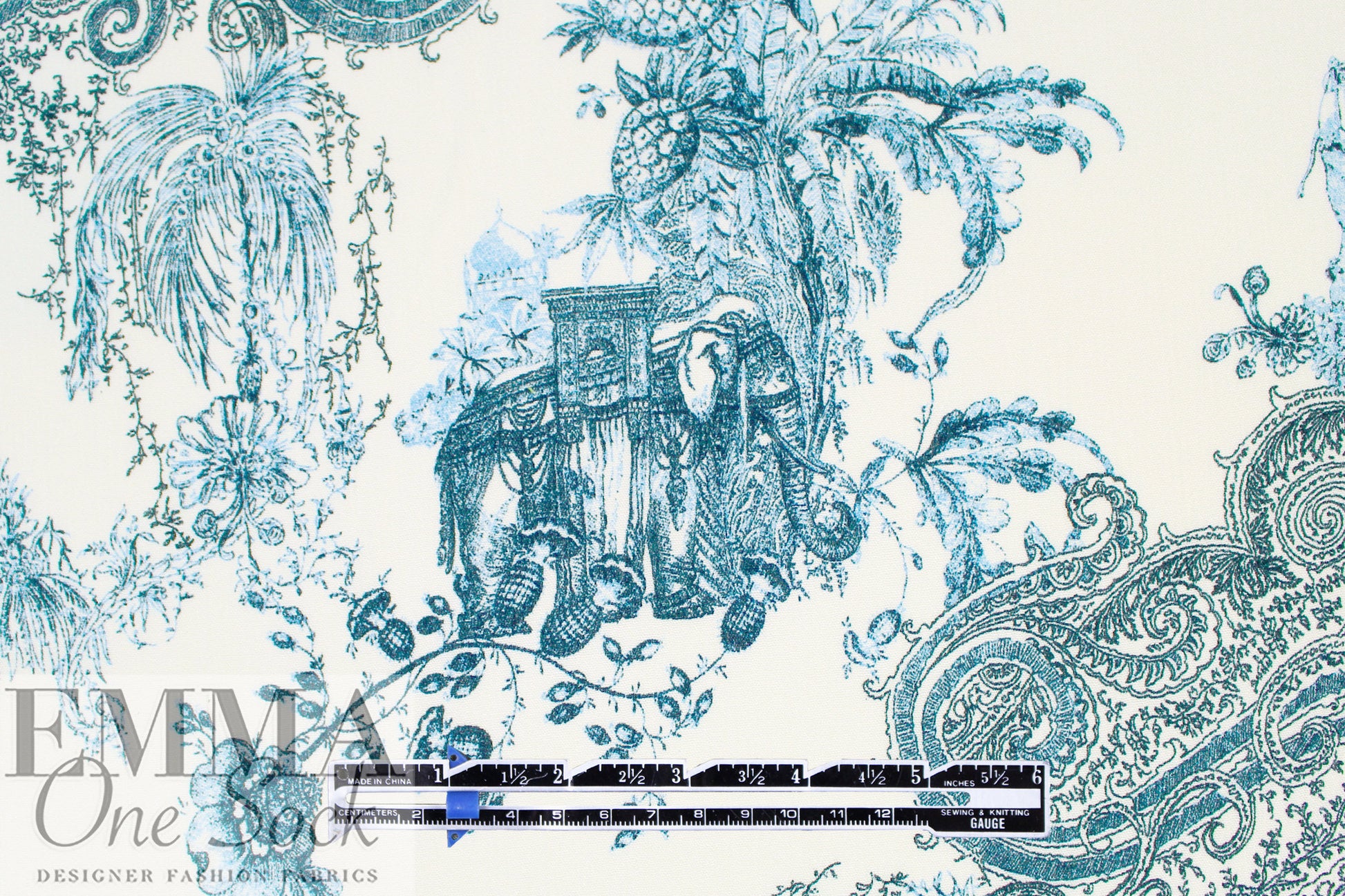 Italian exotic paisley toile crinkle viscose woven 2.125 yd