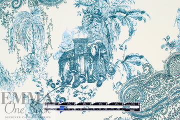 Italian exotic paisley toile crinkle viscose woven 2.125 yd