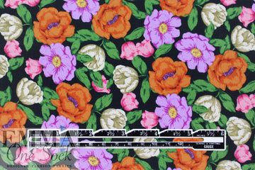 Italian 'English garden' drapey viscose crepe 1.5 yd