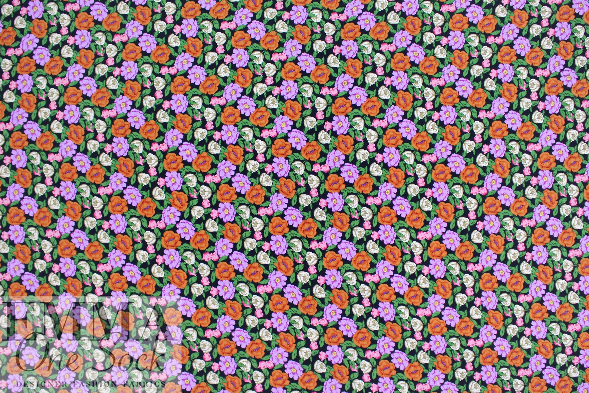 Italian 'English garden' drapey viscose crepe 1.5 yd