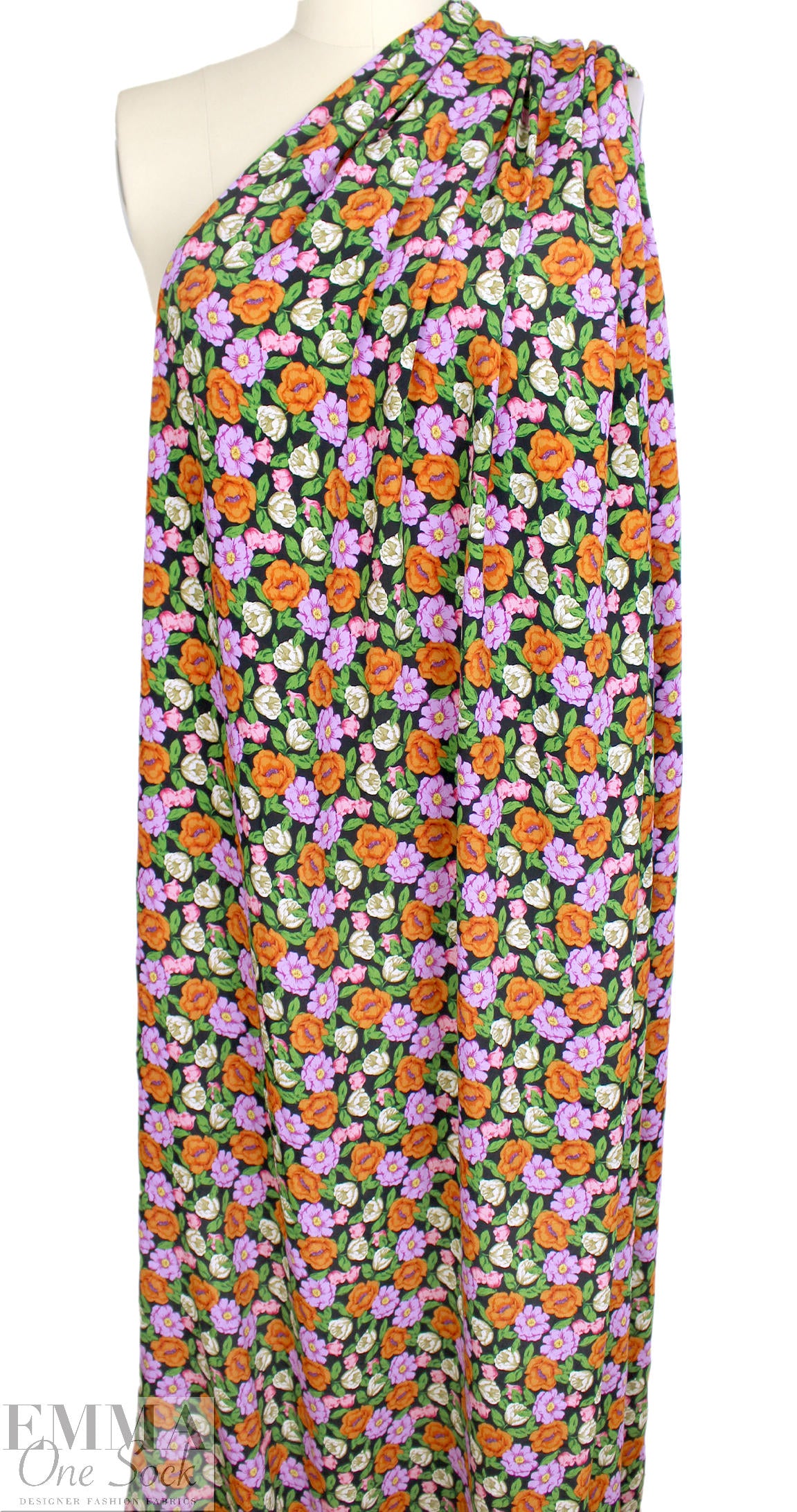 Italian 'English garden' drapey viscose crepe 1.5 yd