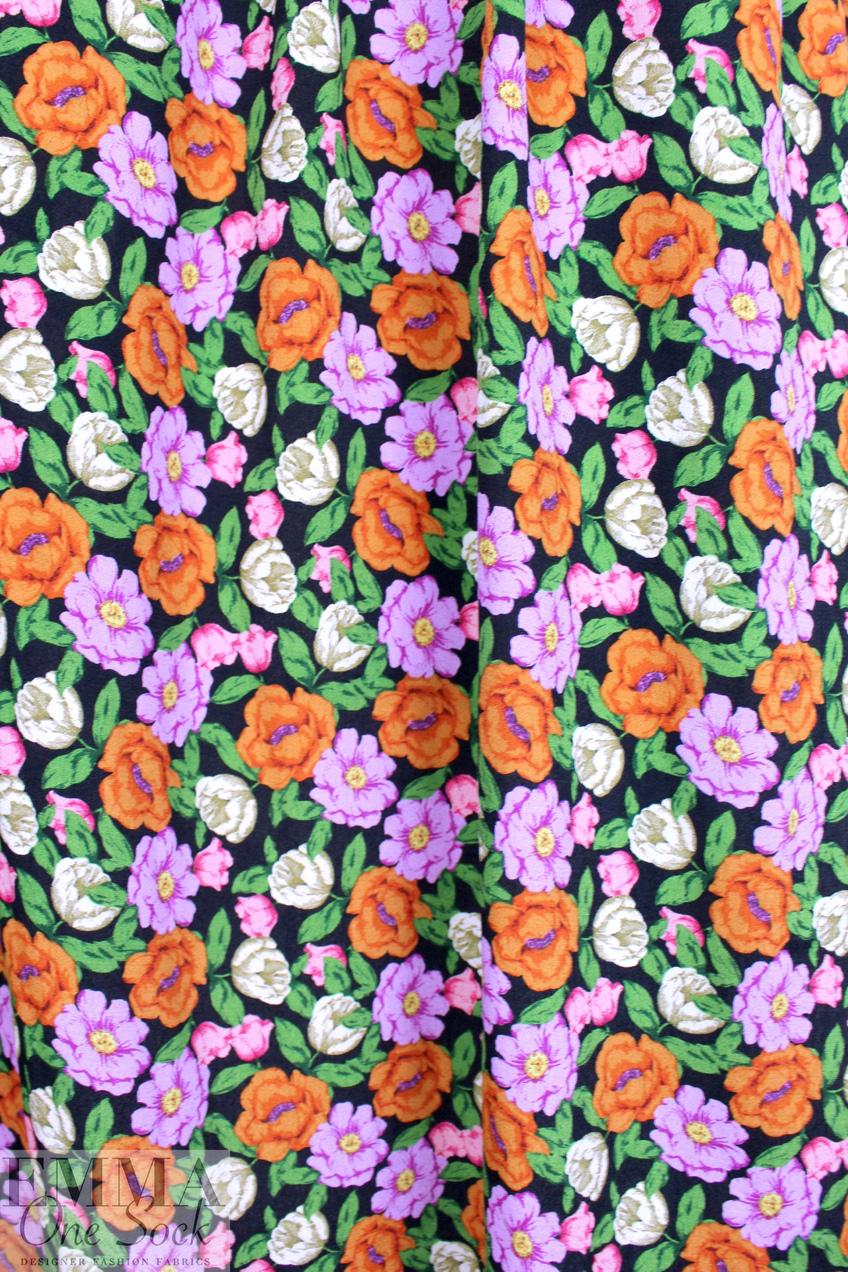 Italian 'English garden' drapey viscose crepe 1.5 yd