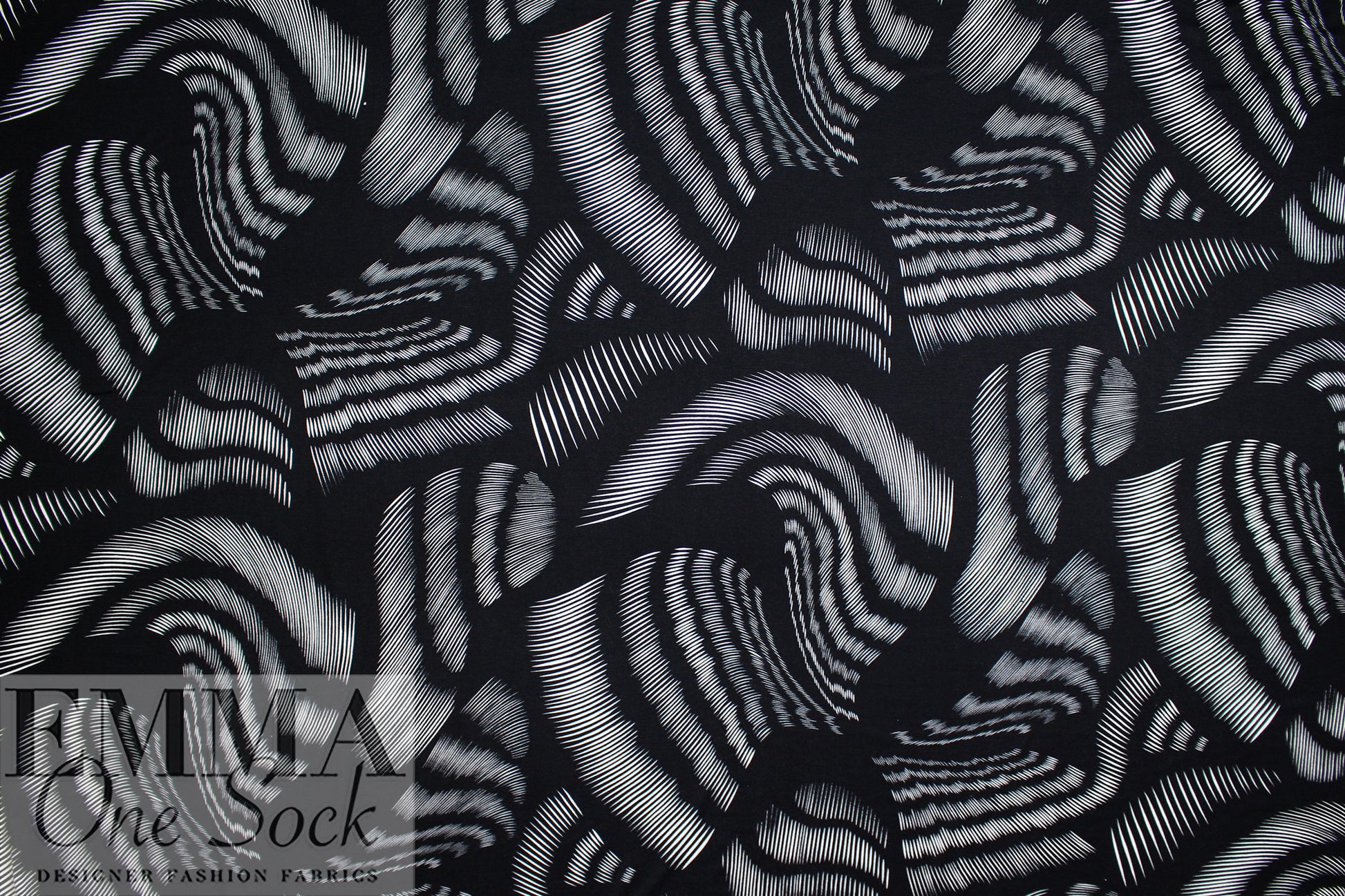 Italian vector curves graphic viscose/spandex knit 1.75 yds