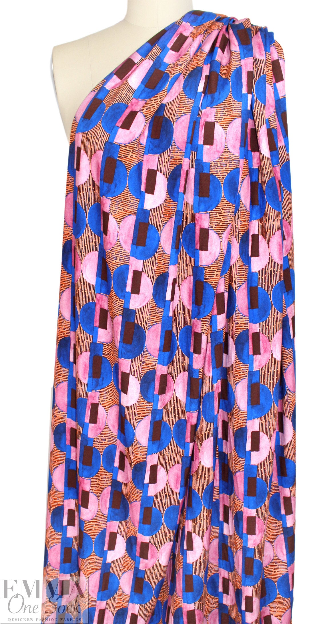 Italian 'modern art' graphic satin-back viscose woven 1.375 yd