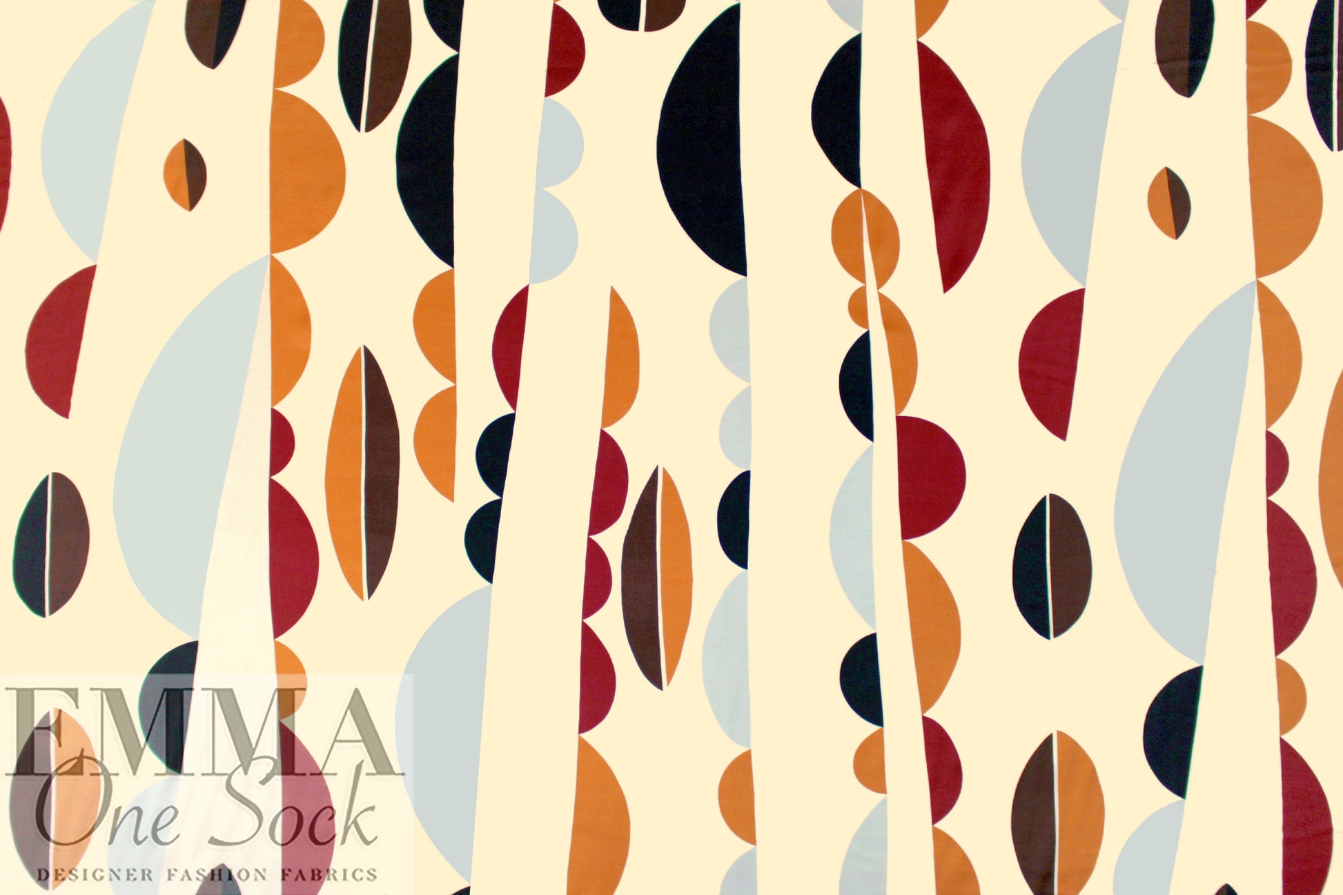 Italian 'coffeeberry' graphic satin viscose woven .75 yds