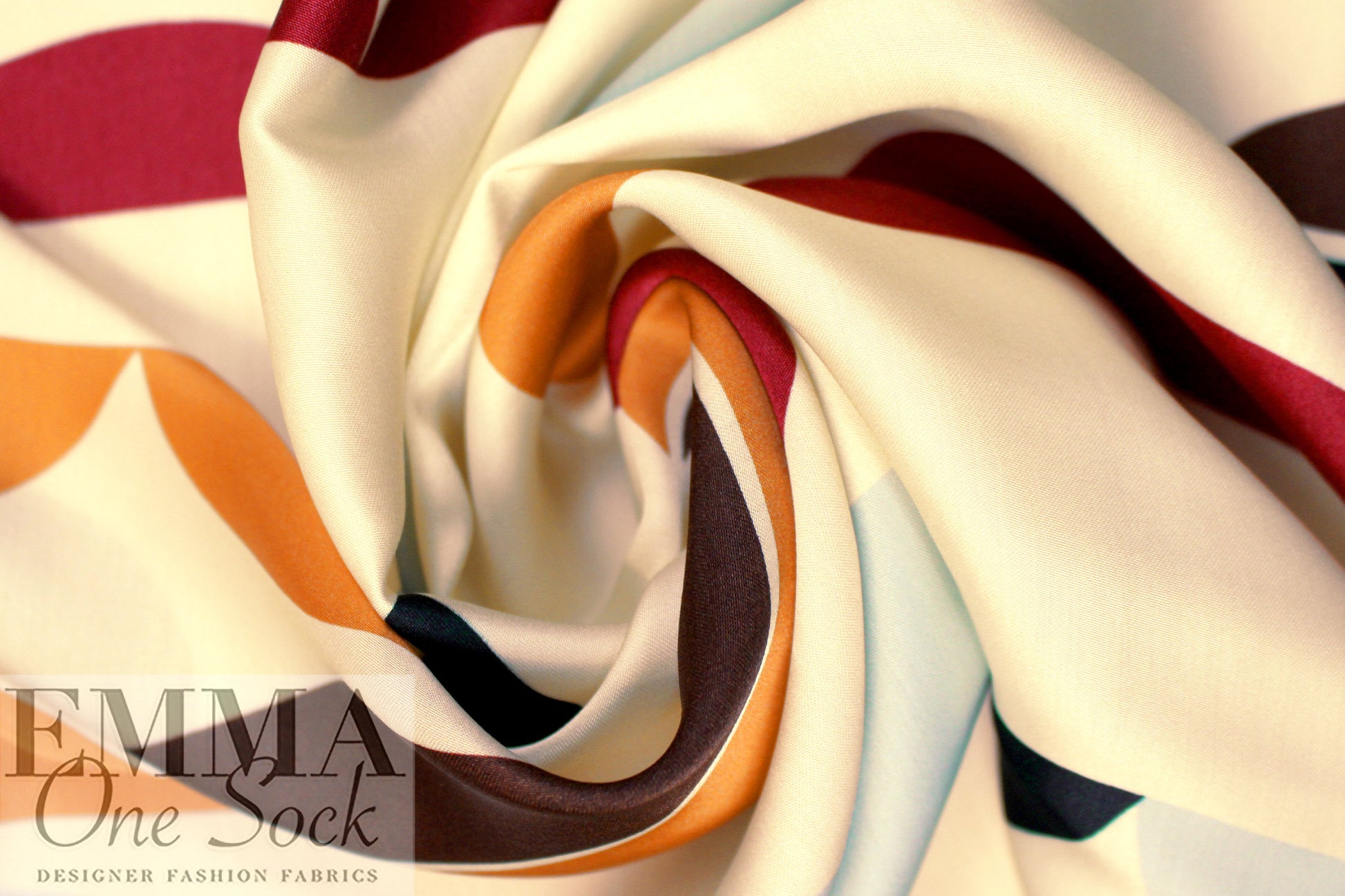 Italian 'coffeeberry' graphic satin viscose woven 1.5 yds