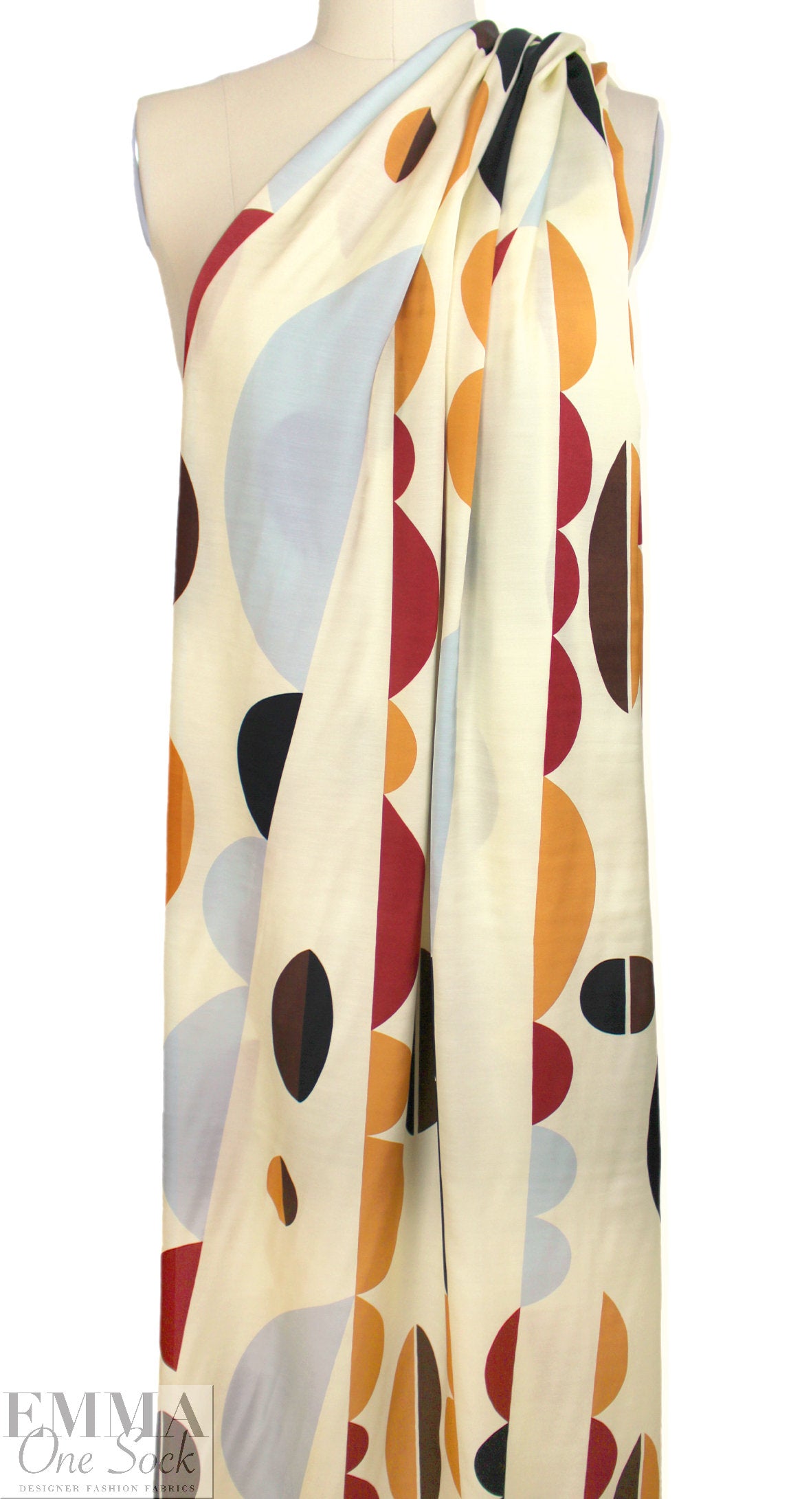 Italian 'coffeeberry' graphic satin viscose woven 1.5 yds