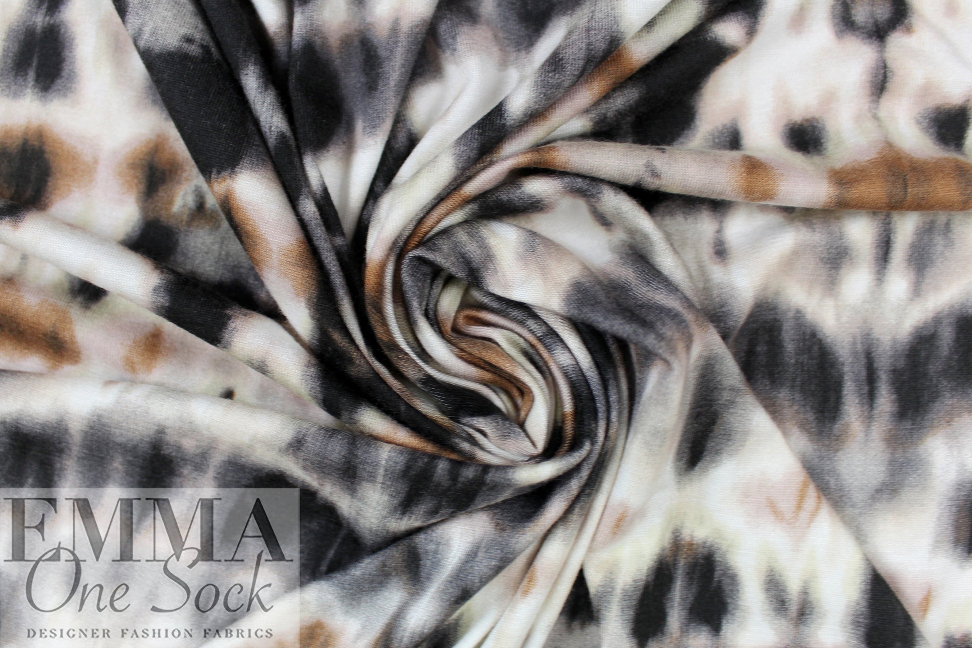 Italian earthtone tie dye viscose/spandex knit .875 yds