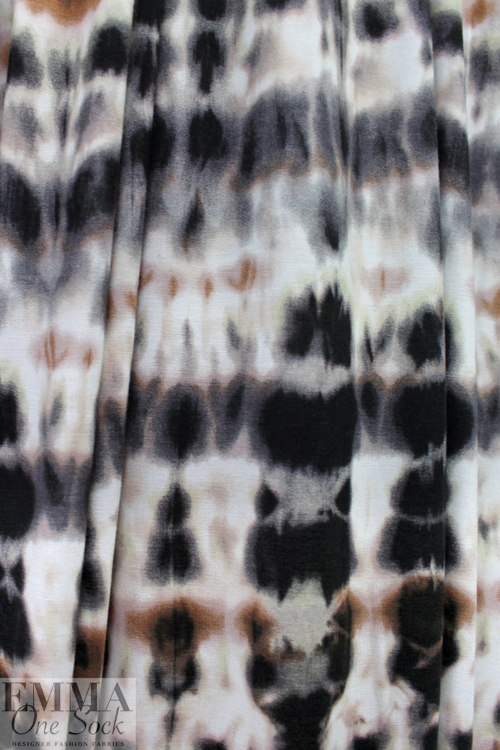 Italian earthtone tie dye viscose/spandex knit .875 yds