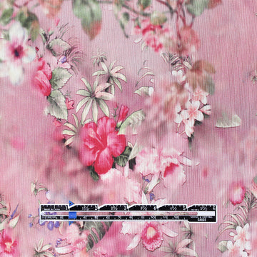 Italian 'floral focus' viscose micro-plisse' woven 1.75 yds