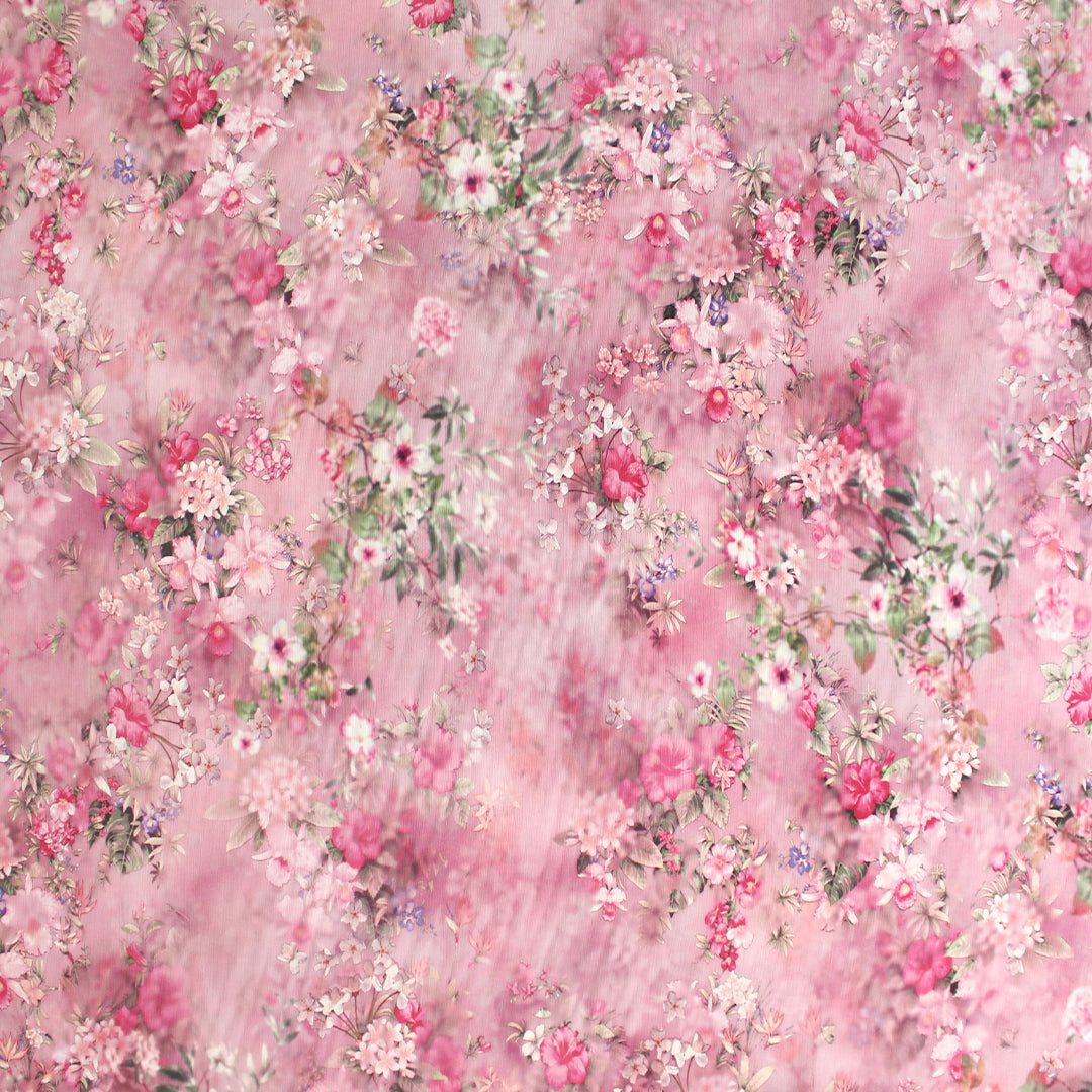 Italian 'floral focus' viscose micro-plisse' woven 1.75 yds