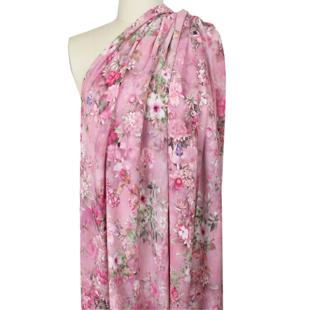 Italian 'floral focus' viscose micro-plisse' woven .625 yds